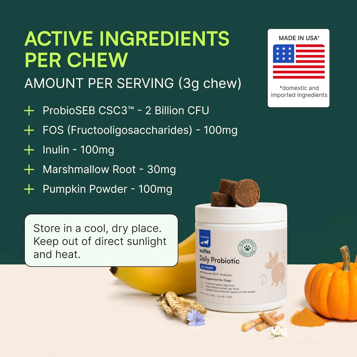 WUFFES - Wuffes Daily Probiotic for Dogs 60 Masticables 2 Pack - The Red Vitamin MX - Probióticos Para Perros - {{ shop.shopifyCountryName }}