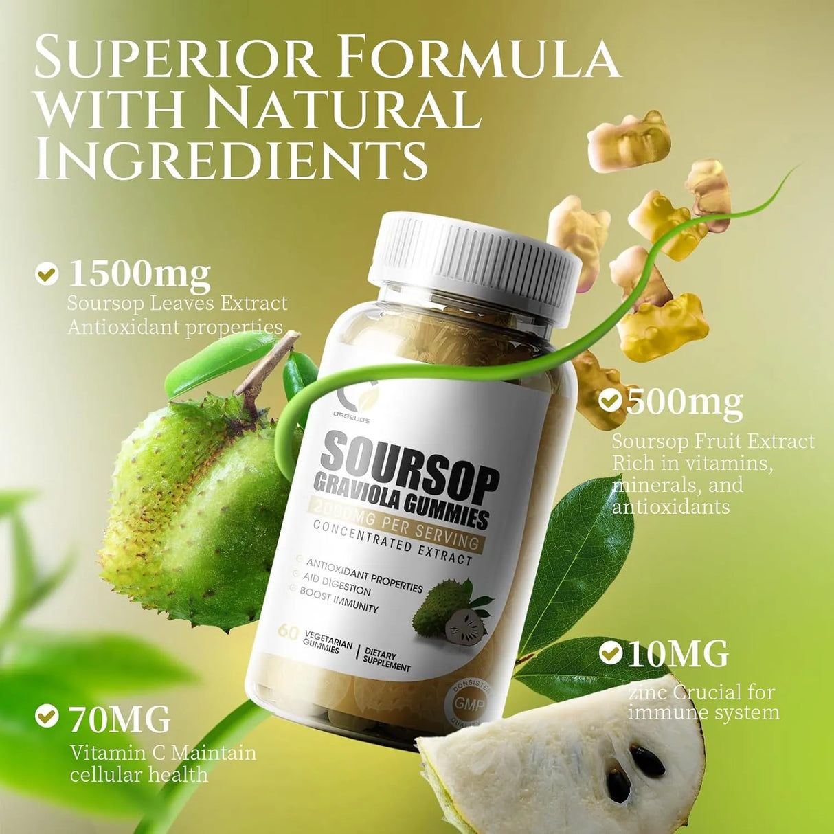 ORGEUOS - ORGEUOS Soursop Graviola Gummies 2000Mg. 60 Gomitas - The Red Vitamin MX - Suplementos Alimenticios - {{ shop.shopifyCountryName }}