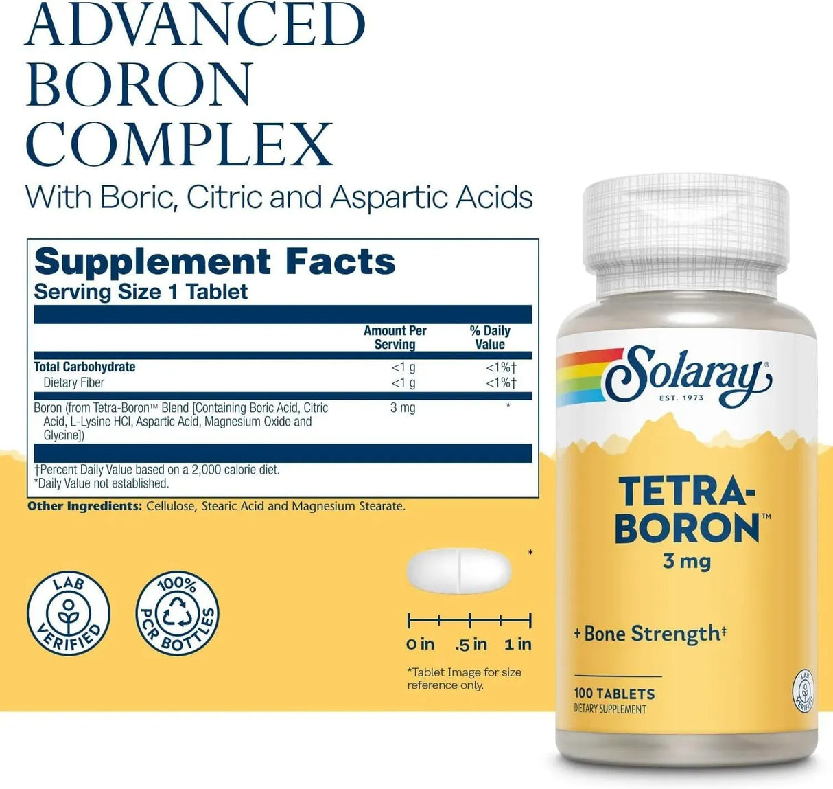 SOLARAY - Solaray Tetra Boron 3 Mg. 100 Tabletas - The Red Vitamin MX - Suplementos Alimenticios - {{ shop.shopifyCountryName }}