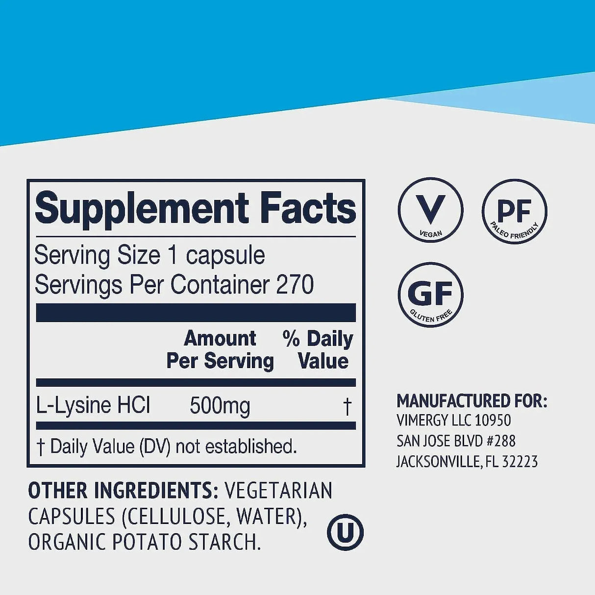 VIMERGY - Vimergy L-Lysine 500Mg. 270 Capsulas - The Red Vitamin MX - Suplementos Alimenticios - {{ shop.shopifyCountryName }}