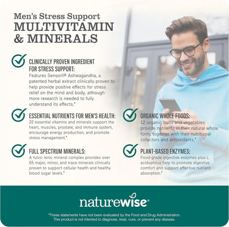 NATUREWISE - Naturewise NatureWise Multivitamin for Men + Stress Support + Fulvic Ionic Minerals + Probiotics for Immunity 60 Capsulas - The Red Vitamin MX - Suplementos Alimenticios - {{ shop.shopifyCountryName }}
