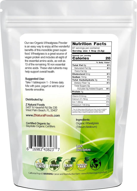 Z NATURAL FOODS - Z Natural Foods Organic Wheatgrass Powder 454Gr. - The Red Vitamin MX - Suplementos Alimenticios - {{ shop.shopifyCountryName }}