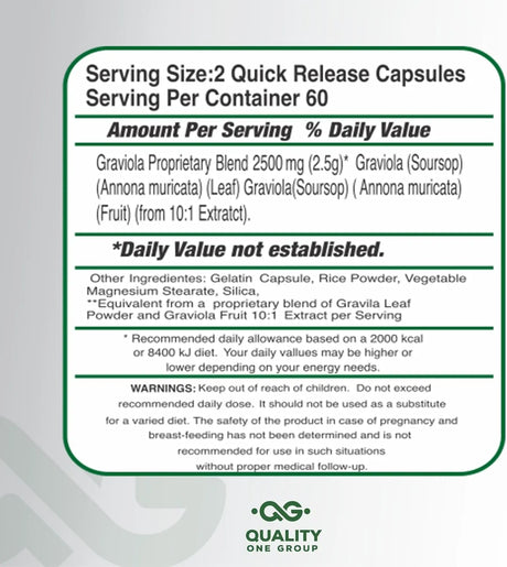 QUALITY ONE - Quality One Graviola 2500Mg. 60 Capsulas - The Red Vitamin MX - Suplementos Alimenticios - {{ shop.shopifyCountryName }}