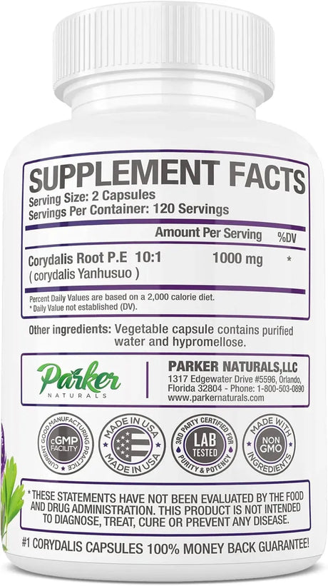 PARKER NATURALS - Parker Naturals Pure Corydalis 1000Mg. 240 Capsulas - The Red Vitamin MX - Suplementos Alimenticios - {{ shop.shopifyCountryName }}
