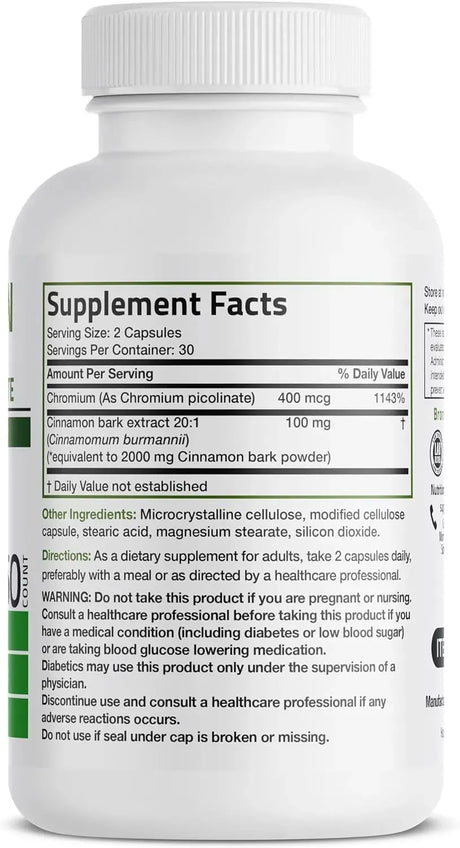 BRONSON - Bronson Cinnamon Plus Chromium Picolinate 60 Capsulas - The Red Vitamin MX - Suplementos Alimenticios - {{ shop.shopifyCountryName }}