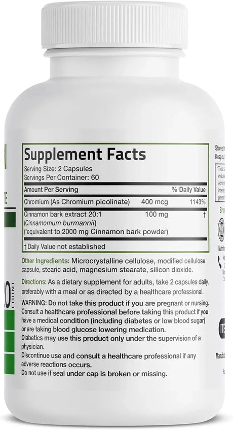 BRONSON - Bronson Cinnamon Plus Chromium Picolinate 120 Capsulas - The Red Vitamin MX - Suplementos Alimenticios - {{ shop.shopifyCountryName }}