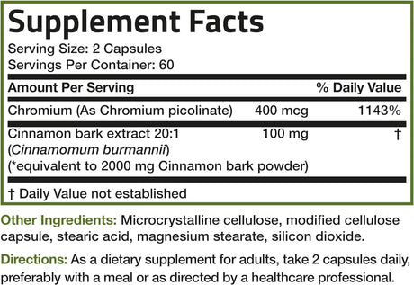 BRONSON - Bronson Cinnamon Plus Chromium Picolinate 120 Capsulas - The Red Vitamin MX - Suplementos Alimenticios - {{ shop.shopifyCountryName }}