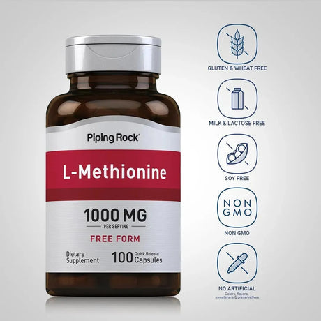PIPING ROCK - Piping Rock L-Methionine 1000Mg. 100 Capsulas - The Red Vitamin MX - Suplementos Alimenticios - {{ shop.shopifyCountryName }}