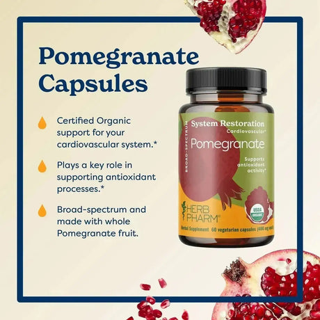 HERB PHARM - Herb Pharm Certified Organic Pomegranate 60 Capsulas - The Red Vitamin MX - Suplementos Alimenticios - {{ shop.shopifyCountryName }}