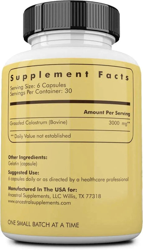 ANCESTRAL SUPPLEMENTS - Ancestral Supplements Grass Fed Beef Colostrum Supplement 3000Mg. 180 Capsulas - The Red Vitamin MX - Suplementos Alimenticios - {{ shop.shopifyCountryName }}
