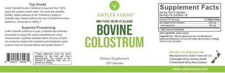 ANTLER FARMS - Antler Farms 100% Pure New Zealand Bovine Colostrum 500Mg. 220 Capsulas - The Red Vitamin MX - Suplementos Alimenticios - {{ shop.shopifyCountryName }}