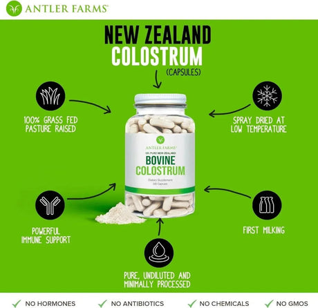 ANTLER FARMS - Antler Farms 100% Pure New Zealand Bovine Colostrum 500Mg. 220 Capsulas - The Red Vitamin MX - Suplementos Alimenticios - {{ shop.shopifyCountryName }}