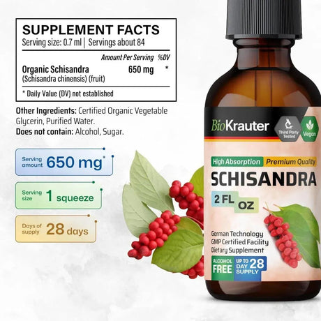 BIOKRAUTER - BIO KRAUTER Schisandra Tincture 2 Fl.Oz. - The Red Vitamin MX - Suplementos Alimenticios - {{ shop.shopifyCountryName }}