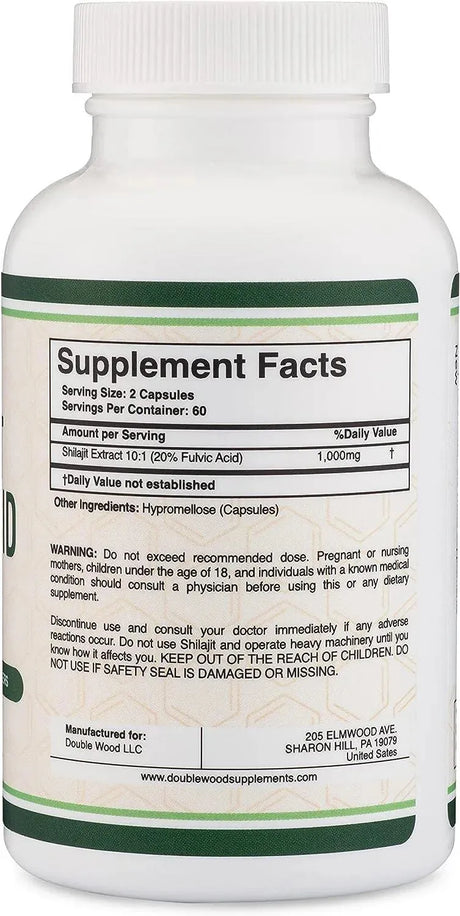 DOUBLE WOOD SUPPLEMENTS - Double Wood Supplements Shilajit Pure Himalayan Capsules 20% Fulvic Acid Supplement 120 Capsulas - The Red Vitamin MX - Suplementos Alimenticios - {{ shop.shopifyCountryName }}