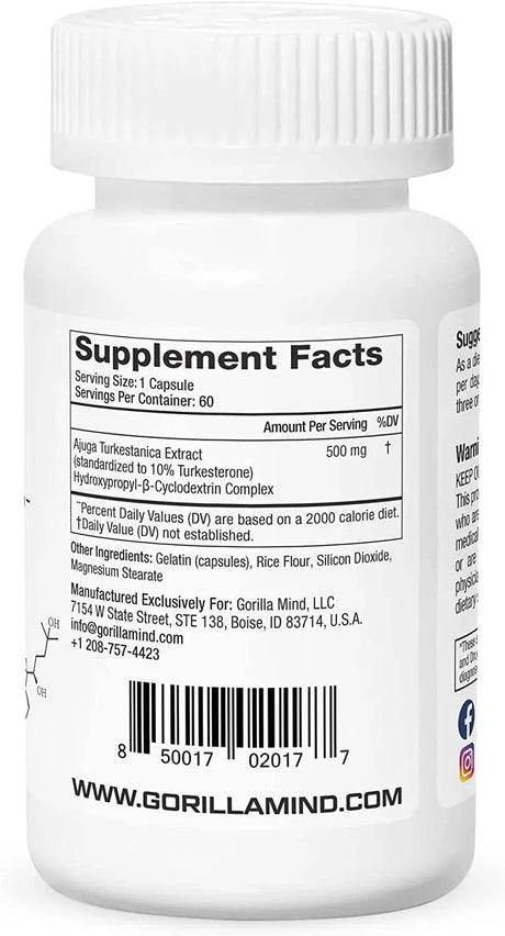 GORILLA MIND - Gorilla Mind Turkesterone 500Mg. 60 Capsulas - The Red Vitamin MX - Suplementos Alimenticios - {{ shop.shopifyCountryName }}