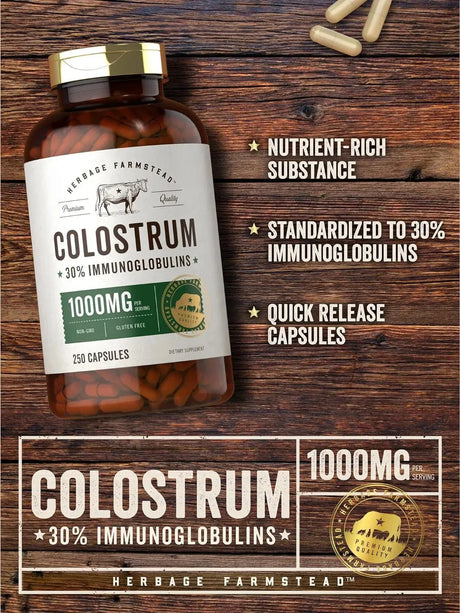 HERBAGE FARMSTEAD - Herbage Famstead Colostrum 1000Mg. 250 Capsulas - The Red Vitamin MX - Suplementos Alimenticios - {{ shop.shopifyCountryName }}