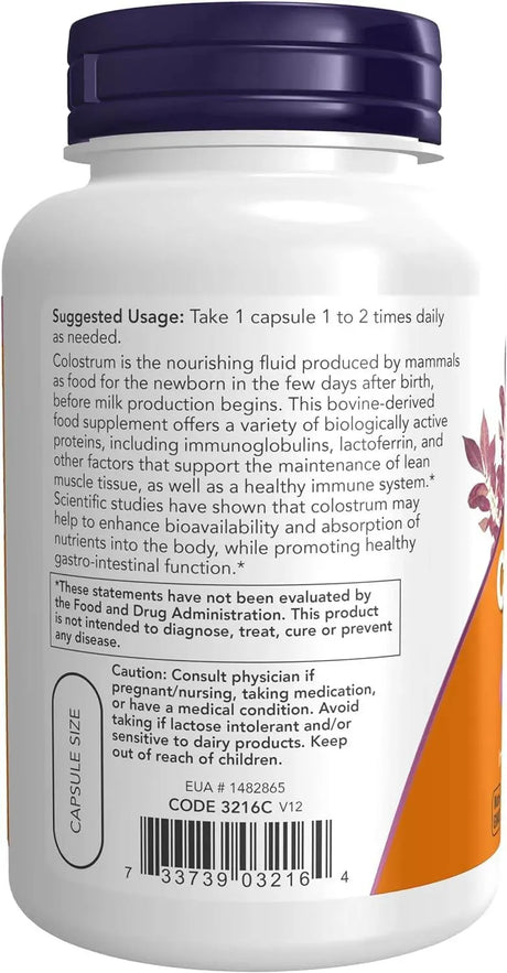 NOW SUPPLEMENTS - Now Supplements Colostrum 500Mg. 120 Capsulas - The Red Vitamin MX - Suplementos Alimenticios - {{ shop.shopifyCountryName }}