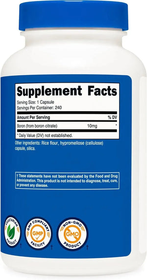 NUTRICOST - Nutricost Boron 10Mg. 240 Capsulas - The Red Vitamin MX - Suplementos Alimenticios - {{ shop.shopifyCountryName }}