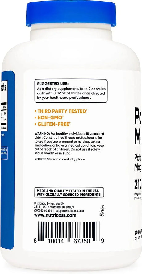 NUTRICOST - Nutricost Potassium 99Mg. Magnesium 210Mg. Citrates 240 Capsulas - The Red Vitamin MX - Suplementos Alimenticios - {{ shop.shopifyCountryName }}