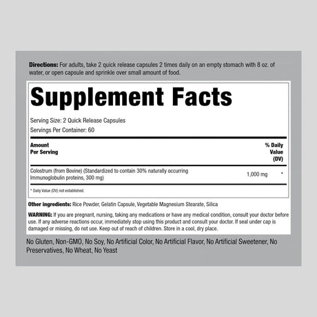 PIPING ROCK - Piping Rock Colostrum 1000Mg. 120 Capsulas - The Red Vitamin MX - Suplementos Alimenticios - {{ shop.shopifyCountryName }}