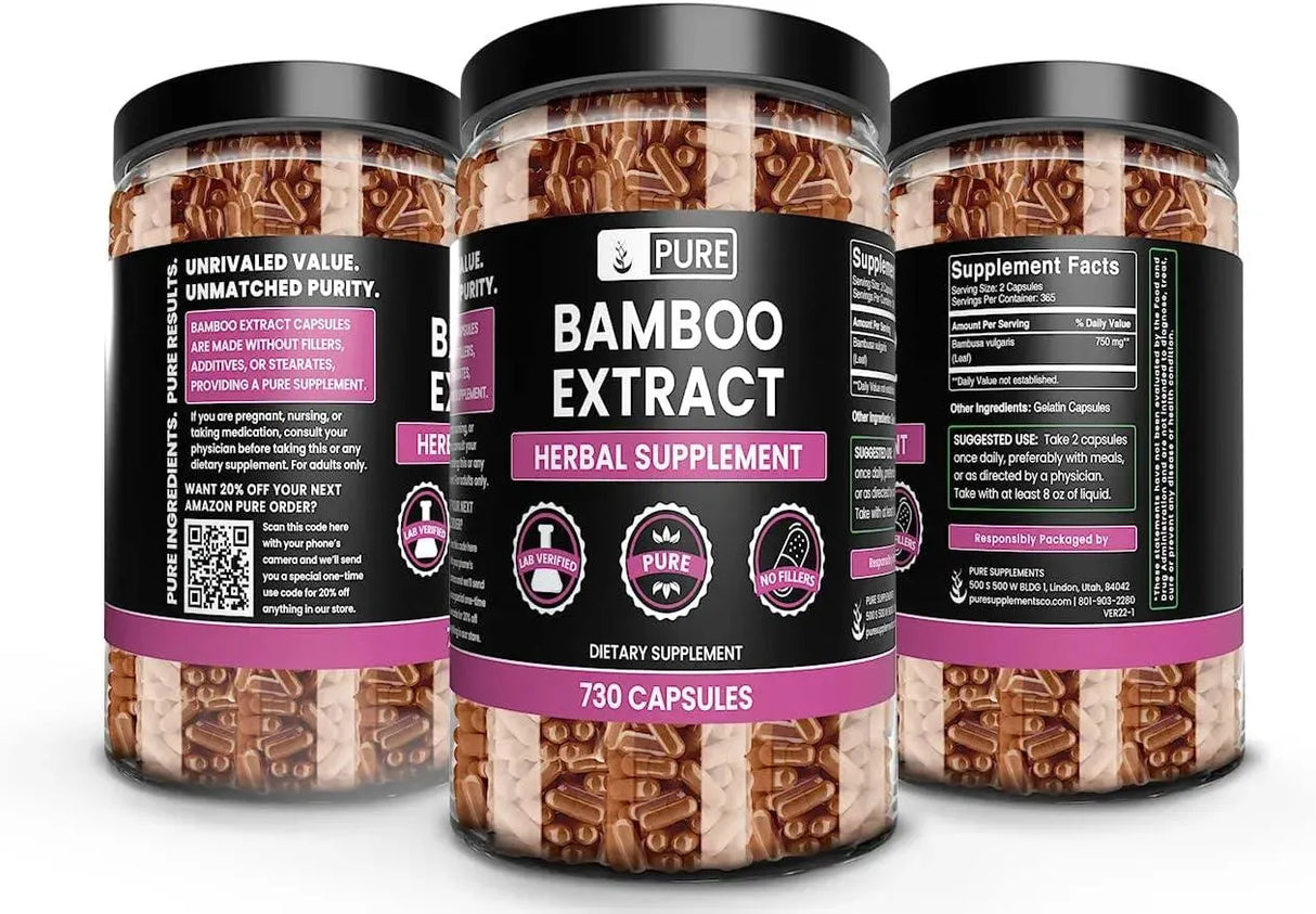 PURE ORIGINAL INGREDIENTS - Pure Original Ingredients Bamboo Extract 730 Capsulas - The Red Vitamin MX - Suplementos Alimenticios - {{ shop.shopifyCountryName }}