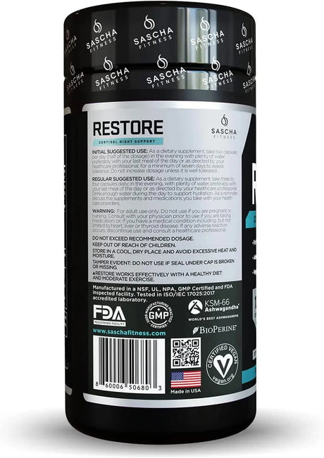 SASCHA FITNESS - Sascha Fitness Restore Cortisol Night Support 120 Capsulas - The Red Vitamin MX - Suplementos Alimenticios - {{ shop.shopifyCountryName }}