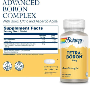 SOLARAY - Solaray Tetra Boron 3 Mg. 100 Tabletas - The Red Vitamin MX - Suplementos Alimenticios - {{ shop.shopifyCountryName }}