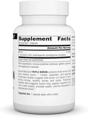SOURCE NATURALS - Source Naturals, Triple Boron 3 Mg. 100 Capsulas - The Red Vitamin MX - Suplementos Alimenticios - {{ shop.shopifyCountryName }}