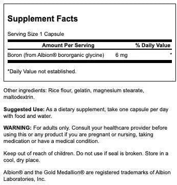 SWANSON - Swanson Boron from Albion 6 Mg. 60 Capsulas - The Red Vitamin MX - Suplementos Alimenticios - {{ shop.shopifyCountryName }}