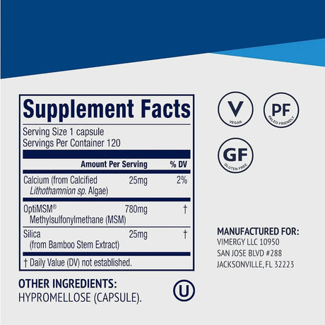 VIMERGY - Vimergy MSM with Silica + Calcium 120 Capsulas - The Red Vitamin MX - Suplementos Alimenticios - {{ shop.shopifyCountryName }}